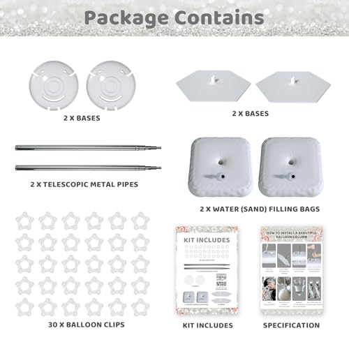 SINBEE Balloon Arch Stand, Balloon Arch Kit of 2, 7 Feet Height Adjustable Metal Balloon Column Stand for Party Decorations Wedding Birthday, Graduation Party Decoration, Baby Shower, Silver - Image 5