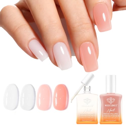 Modelones Nail Strengthener and Growth, Milky White Nude Pink Polish Kits