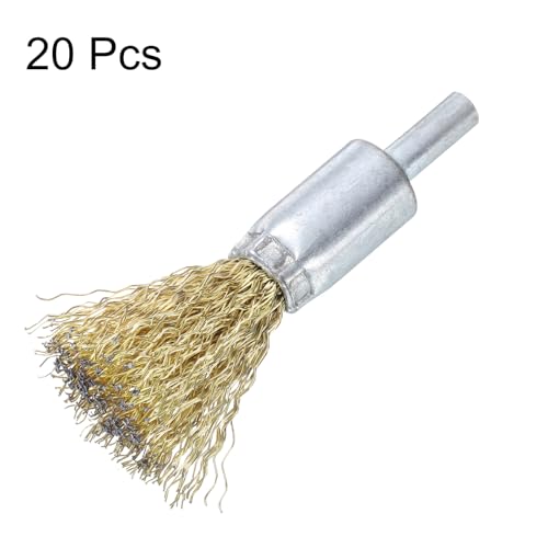 Image of uxcell 20pcs Wire Brush for Drill 5 /8 inch Dia. Abrasive Wire Wheel 1 /4 inch Round Shank Carbon Steel Cup Brush Coarse Crimped Drill Attachment for Cleaning Rust Paint Abrasive