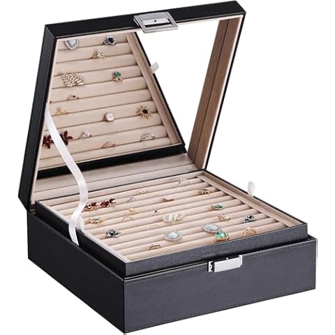 BEWISHOME Ring Organizer and Earring Box Holder Cover