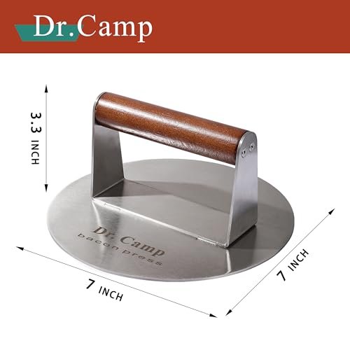 image for Dr.Camp 7 INCH Stainless Steel Smash,Burger Press,Burger Smasher,Hambu