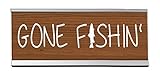 WELLSPRING 'Gone Fishin'' Acrylic Desk Sign - Witty and Funny Desk Signs for Office, Perfect Office Gifts for Boss & Co Workers - Modern Office Desk Signs - 8x2 Freestanding Funny Desk Sign