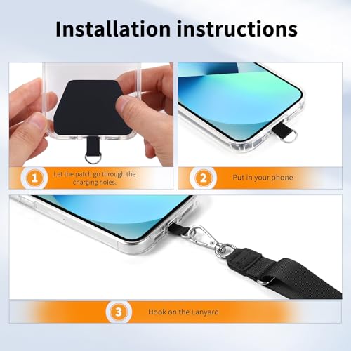 CACOE Universal Mobile Phone Chain 2 Packs - 2 x Adjustable Collar Lanyard, 2 x Durable Patches, Lanyard Mobile Phone Neck Strap Compatible with Most Smartphones