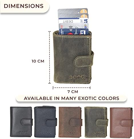 Amazon Brand – Eono Denver Genuine Leather & Aluminium RFID Blocking 13 Card Holder Wallet Large Coin Pouch Easy Access ID Window Ultra Strong Stitching (10CM X 7CM) Slim Size
