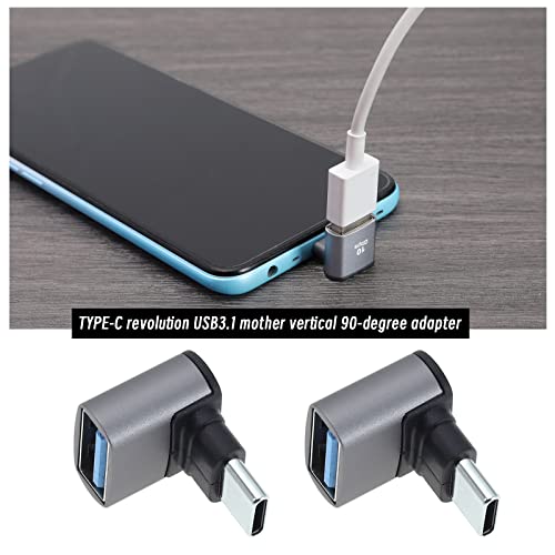 The Lord of the Tools 2Pcs USB C Male to USB A Female Adapter USB C Male to USB 3.1 Female 90° Right Angle Coupler Compatible with Smartphones Laptops Tablets - Image 2