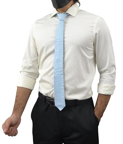 Image of Mens Lamb Leather Necktie - Skinny Solid Casual Business Wear Narrow Leather Slim Tie- Neckties for Party Wedding Gift