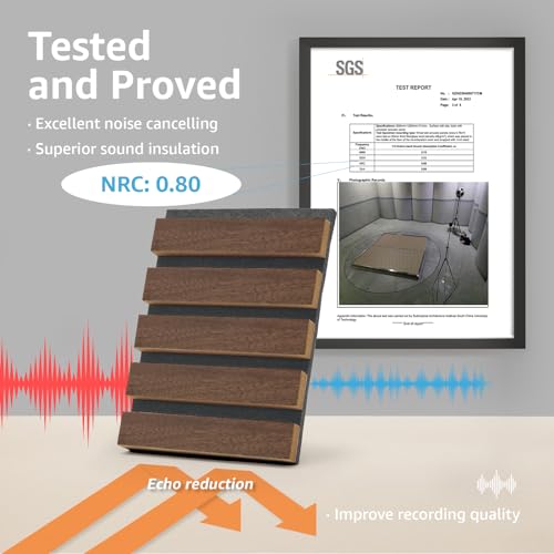 Image of Art3d 2-Pack 3D Fluted Wood Sound Absorbing Slat Wall Panel, Dark Walnut