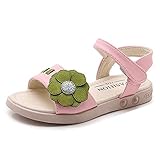  Mädchen Flower Open Toe Flachriemen Ledersandalen Rutschfeste Sommer Strand Sandalen (Kleinkind/Kleines Kind)