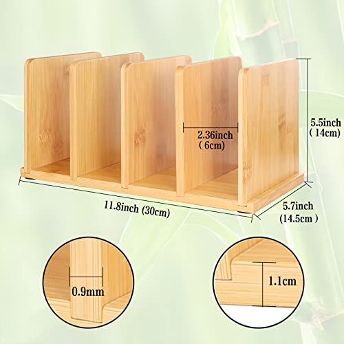Siondoux Desk Organizer Mail Organizer Countertop File Sorter, Bamboo Desk File Organizer 4 Slots, Wooden Letter Holder For Envelope Document Storage Ipad, Desktop File Mail Holder For Office & Home #TOP1