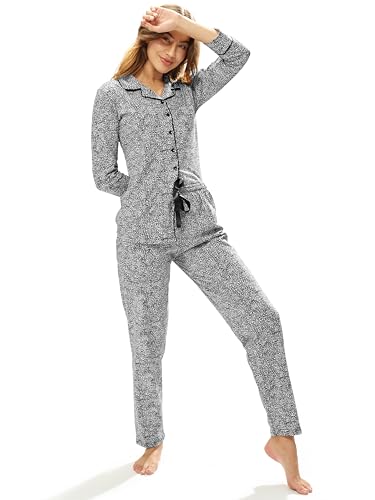 Image of LOTIK Women's Cotton Geomatric Printed Shirt & Payjama Nightsuit Set