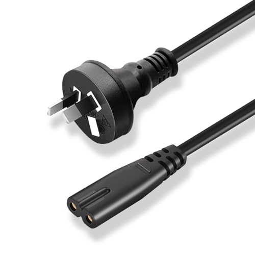 Australia Plug 2 Pin AC Power Cord Cable for PlayStation PS5 PS4 PS3 Consoles, Xbox Series S/X, Xbox One S/X Controllers, Printer, Mointer, LED LCD TV, 1m/3.3ft 2 Prong Figure 8 IEC-C7 AC Power Cable