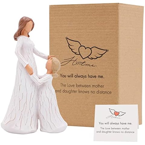 Mother and Daughter Figurine, Mom Gifts from Daughters, Birthday Gifts for Mom Gifts for Mothers Day Hand Carved Collectible Figurine Decorative Ornament Encouragement Present to Show Love, Gratitude Cover