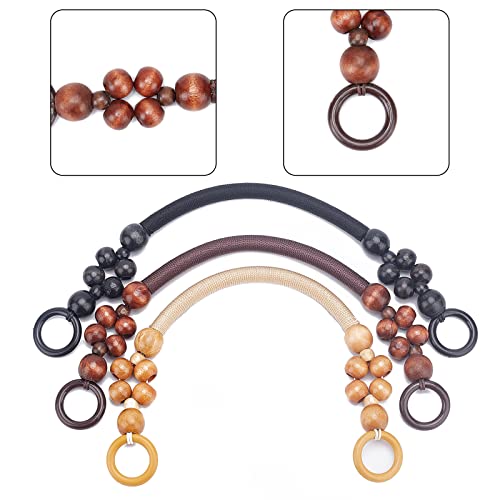Ph Pandahall 6Pcs Wooden Beaded Bag Handles, 3 Colors Nylon Rope Purse Straps Replacement Bag Handles U-Shape Purse Handles For Bag Making Shoulder Bag Handbag Diy Customed Bag, 18 Inch #TOP6