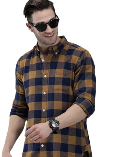 Image of The Bear House Men Cotton Checkered Slim Fit Shirt