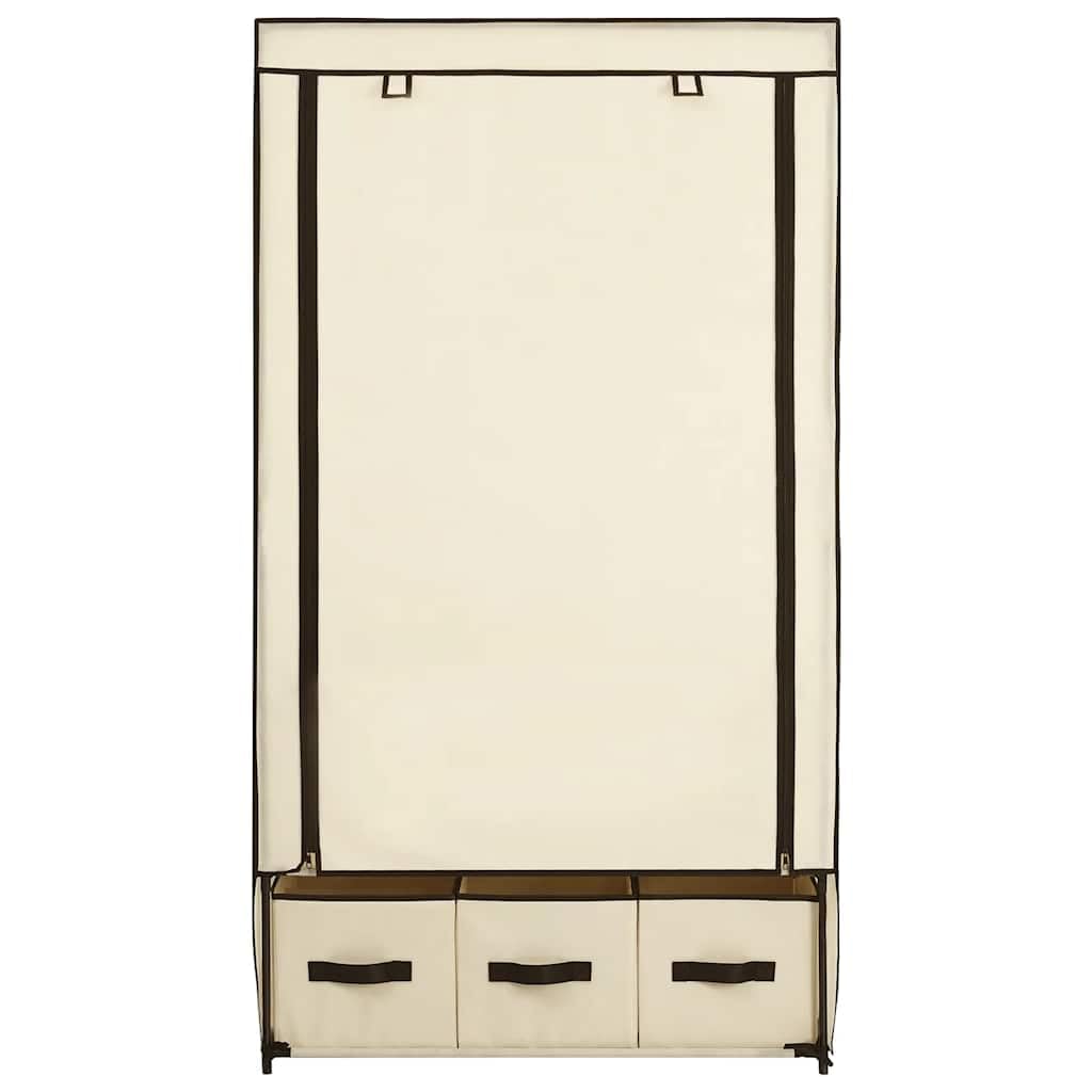 Tragbarer Kleiderschrank Creme 87 x 49 x 159 cm Stoff Kleiderbox mit Kleiderständer Faltbarer Schrank für Kleidung und Schuhe 4 Fächer Staubschutz Aufbewahrung