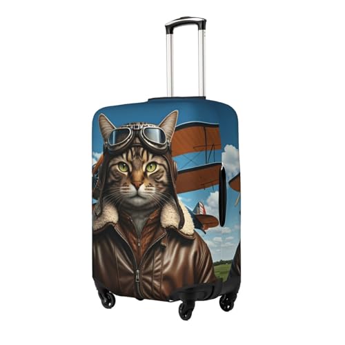 Pilot Cat Travel Luggage Cover Fits 18-32 Inch Luggage, Elastic Suitcase Cover Protector with Concealed Zipper for Wheeled Suitcase Tsa Approved2