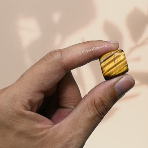 Image of Certified Tiger Eye Crystal Healing Tumbled Stone, Natural Polished Crystals for DIY Crafts, Manifestation, Meditation, Pooja Feng Shui and Reiki Healing (30 Gram)