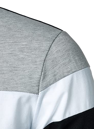 HOOD CREW Men’s Long Sleeve Shirts Fashion Color Block Striped Polo Shirt4