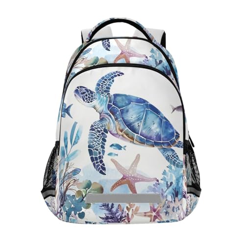 Sac à dos voyage tortue marine et étoile de mer multicolore pour fille garçon