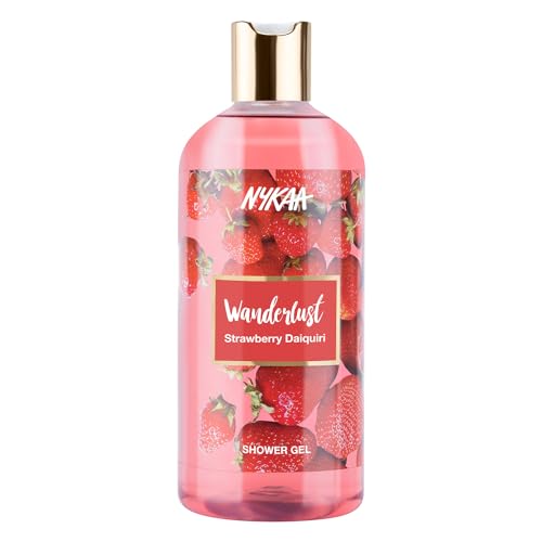 Image of Wanderlust Strawberry Daiquiri Shower Gel, 250 ml| Nourishes & Hydrates| Gentle Cleanser| Sweet Smell of Strawberry |Enriched With Aloe Vera| Paraben-Free, Vegan Formula| Suitable for All Skin Types | Nourishes & Hydrates, Enriched With Aloe Vera, Paraben-Free, Vegan Formula, Suitable for All Skin Types