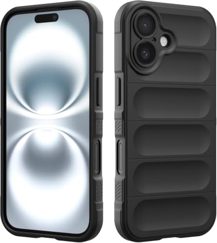 Image of ShieldTech AirGuard Series Back Cover Case for Apple iPhone 16 Plus | Microfiber Lining | Airbag Cushion Drop Protection | Shockproof Silicone Cover Case | Anti Slip Grip - Black for iPhone 16 Plus