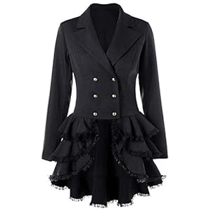 Vrouwen Steampunk Gothic Jassen Vintage Victoriaanse Middeleeuwse Jas Barok Punk Feast Kleding Overjas Taille Terug Bandage Stiksels Vesten Kostuum Cosplay Uniform