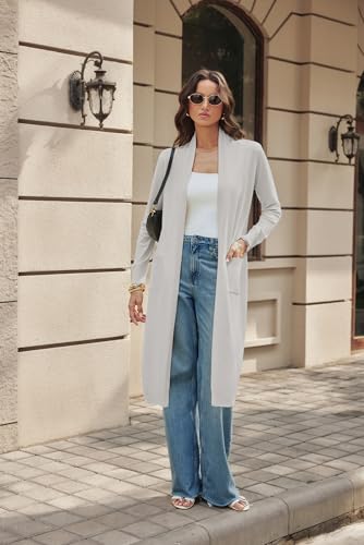 Image of GRACE KARIN Essential Solid Open Front Maxi Long Knitted Cardigan Sweater for Women