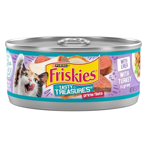 Purina Friskies Wet Cat Food Tasty Treasures With Turkey and Liver in Gravy - (Pack of 24) 5.5 oz. Cans