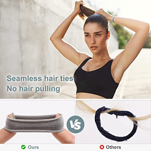 Image of Bessrung 100PCS Cool Color Seamless Elastic Hair Ties No Damage for Women