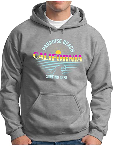 Pull à capuche homme Beach Surfer avec logo palme imprimé retro