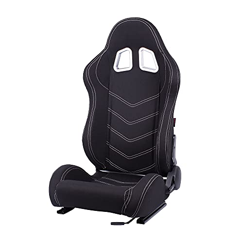 MODAUTO Asiento Deportivo Coche,Semibaquet Ajustable,Adaptable para Coches,Ríeles incluidos,Conductor y Pasajero,para Coche y Simulador de Conducción,Modelo N181L,Negro