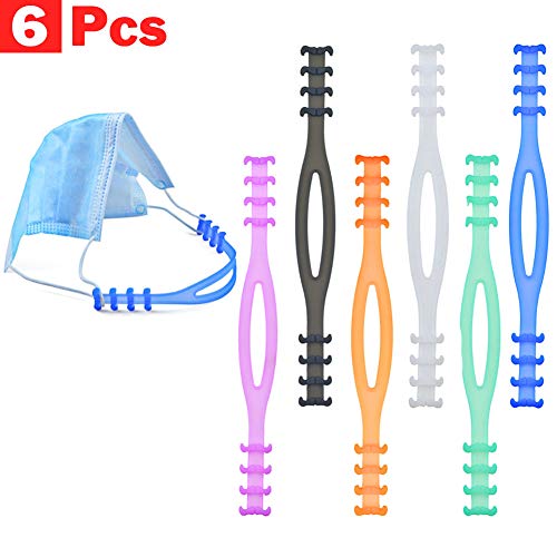 Letton Ganchos de extensión de máscara de Silicona 6 Piezas, Gancho de Correa de Oreja de máscara Ajustable para máscaras, Hebillas de máscara de extensión de Agarre de Oreja, Multicolor