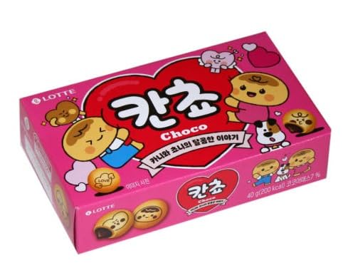 LOTTE - Bocadillo de galletas Kancho Choco de 1.90 oz, paquete de 2  Galletas rellenas de chocolate coreano, aperitivo dulce crujiente para niños y