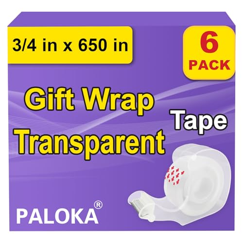 PALOKA Tape, Transparent Tape for Gift Wrapping, 6 Dispensered Rolls, Glossy Finish, Great for...
