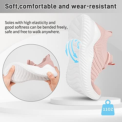 JIAFO Walking Shoes Women, Non Slip Tennis Shoes Women, Sneakers for Women, Casual Athletic Running Lightweight Breathable Mesh Knit(Pink, Size 6) | Image 3