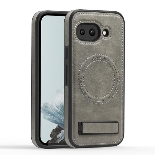 Image of Lunivop for Google Pixel 9a Case Leather [Compatible with Magsafe Wireless Charging] Magnetic Cover Stand Funda para Google Pixel 9a 6.3 '' 5G 2025 Rugged Best Phone Cases Gray