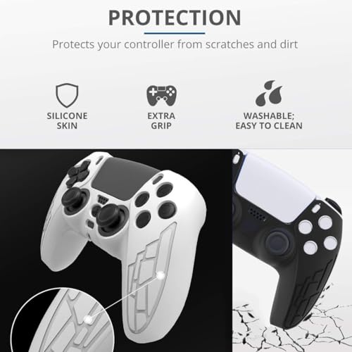 Image of TMG Anti-Slip Controller Silicone Skin for Ps5, Ergonomic Rubber Protective Case with 2 PC matching Thumb Grips (Red)