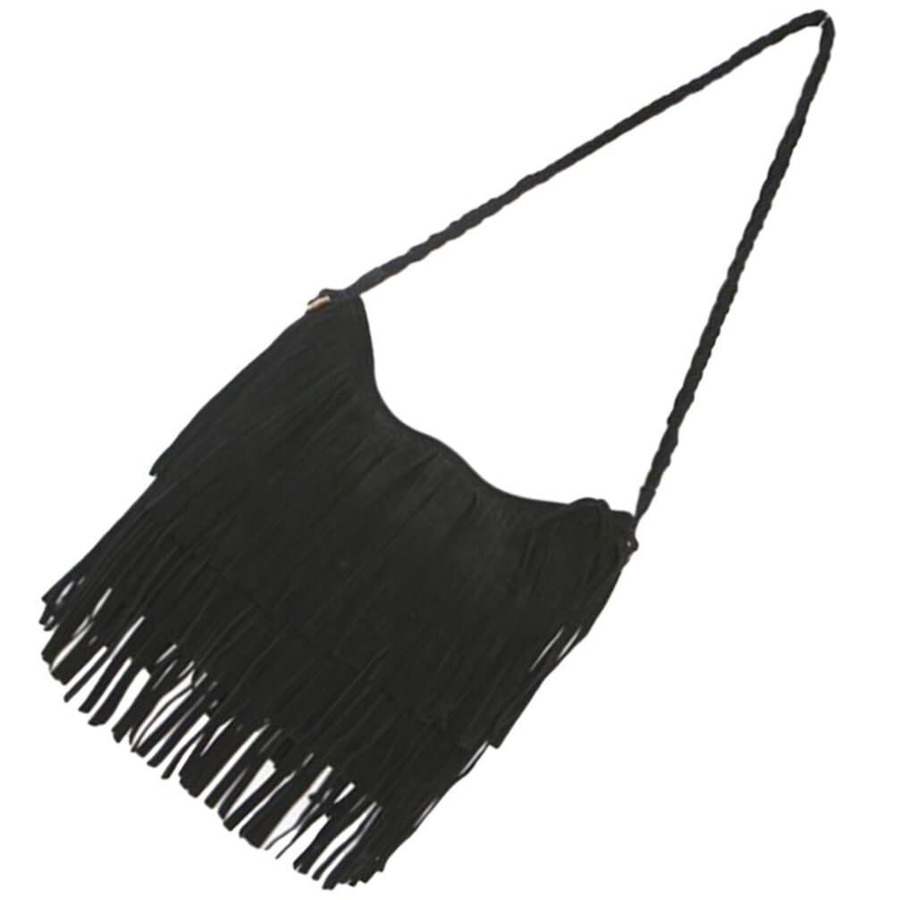 DEARMAMY Fringe Crossbody Handbag: Black Fringe Purse Crossbody Bag For Women Summer