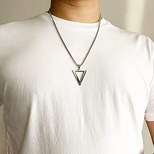 Stainless Steel Geometric Pendant Inverted Triangle Necklace for Men, BFF Necklace for 22