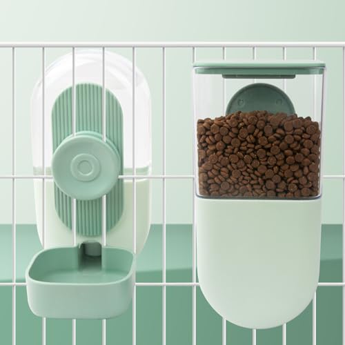 HENYEER Automatischer Futter und Wasserspender für Haustiere,Hängend Futterspender, Automatischer Futterspender für Kleine Haustiere - Kaninchen, Frettchen, Katzen, Hunde, Vögel(grün)