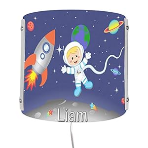 CreaDesign WA-1031, Weltall, Kinderzimmer Wandlampe personalisiert mit Namen, Nachtlicht/Schlummerlicht für Steckdose…