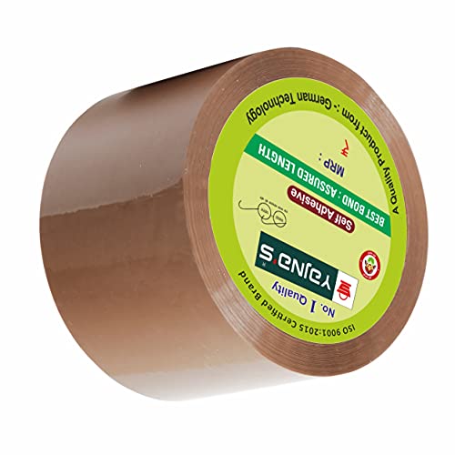 Image of YAJNAS Brown BOPP Tape Self Adhesive High-Strength Packing Tape Roll, Packaging Tape | Brown Cello Tape | e-Commerce Packaging Tape for Home, Office Use & Box Packaging (3 Inch, 35, 1)