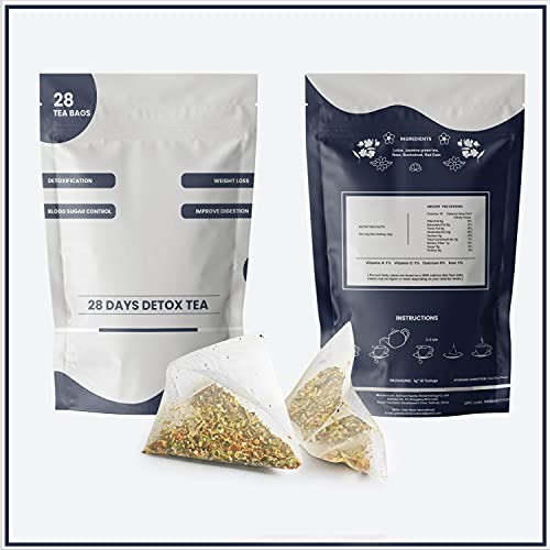 G. S. I. Detox Tea - Detox Tea for Weight Control - Detox Cleanse Herbal Tea Bags for Eliminating Toxins and Accelerate Digestion - 28-Days Liver and Body Cleanse â€“ 28-Days Improves Alertness and Mood