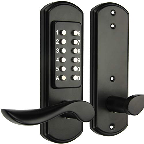 Hangcheng Left Handed Mechanical Door Lock Combination Left Handle Keyless Entry Door Lock-NOT a Deadbolt & Need to Drill Additional 4 Holes & Only for Single Bore Door
