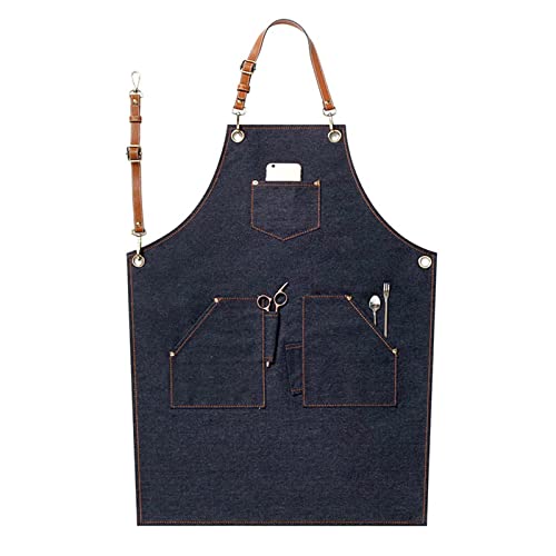 Cowboys Schürze für Herren Bbq Denim Kochschürze Jean Schürze für Friseur mit Taschen Home Kitchen Barista