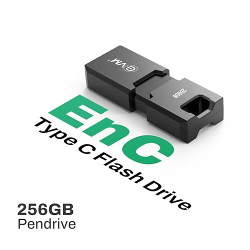Image of EVM EnC 256GB Type-C USB 3.2 Gen 1 Flash Drive | Impressive 120MB /s Read| Sleek Compact Modern Design | Integrated Convenient Key Loop | Versatile Portable Storage | 10 Years Warranty (ENC /256GB)