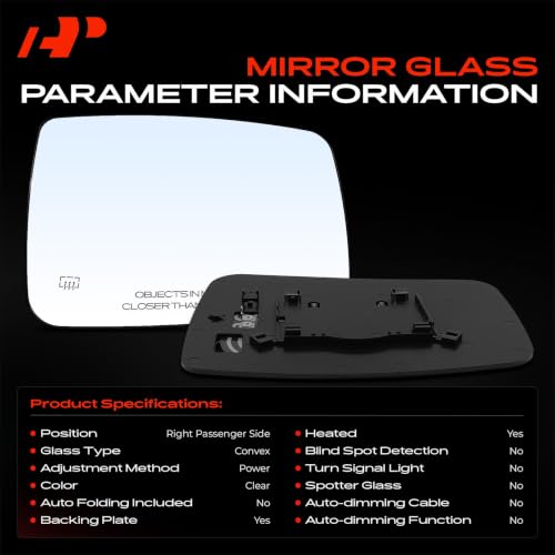 A-Premium Right Passenger Side Power Heated Mirror Glass Compatible with 2009-2024 Dodge Ram 1500 - Exterior Side View Convex Mirror with Backing Plate, without Towing Package, Replace# 68050298AA by A-Premium - Used condition - Image 3