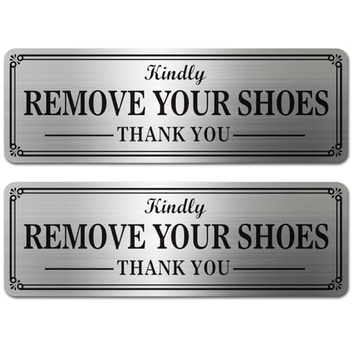 لافتة معدنية من الستانلس ستيل بعبارة «Remove Your Shoes» للب...