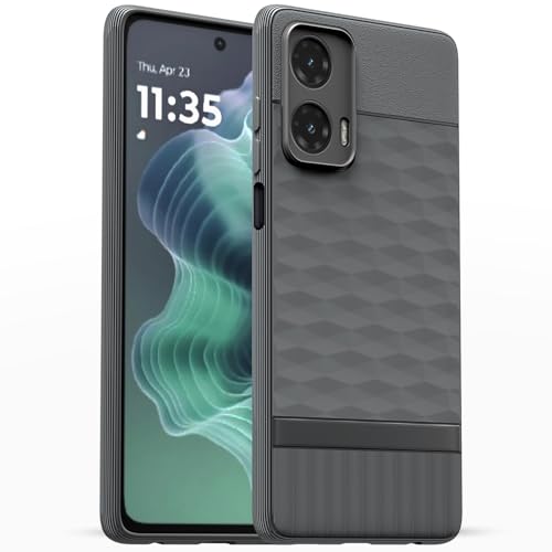 Image of Pikkme Back Cover for Moto G35 5G Camera Protection 3D Hexa Cube Design Silicone Protective Bumper Case (Grey)