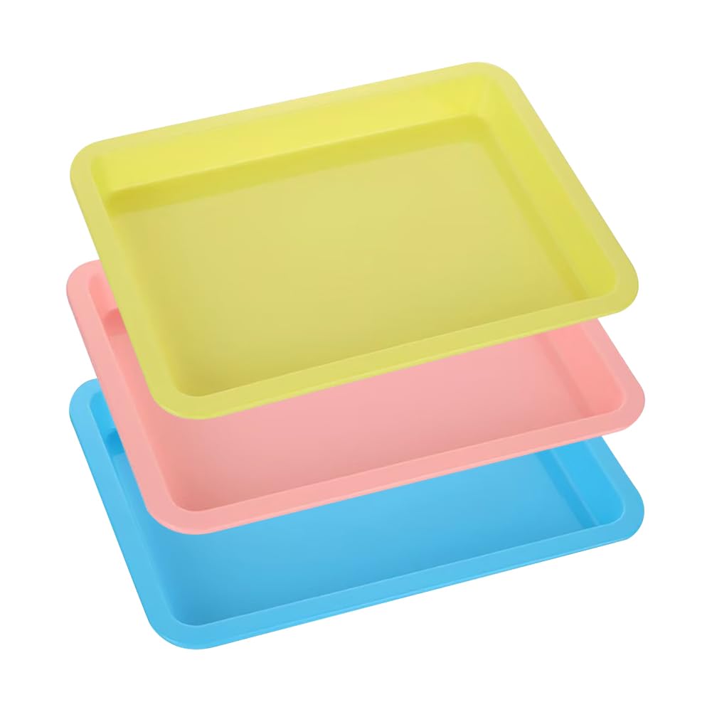 JIHUOO 3 Pcs Plastic Kitten Litter Boxes Low Entry Litter Box Shallow Cat Litter Pan Small Rabbit Litter Pan Guinea Pig Litter Tray Travel Toilet for Small Pet 9.8 x 7.4 x 1 Inch